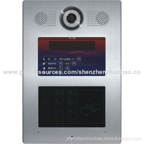 TCP/IP Handsfree Touchscreen Video Doorphone for Building, 12V Voltage
